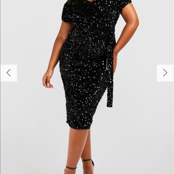 BooHoo Plus Sequin wrap dress - Picture 5 of 6